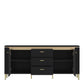 Genoa TV Cabinet 2 Door 3 Drawer 155cm Wide in Black Matt/Gold