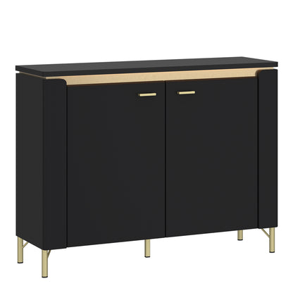 Genoa Sideboard 2 Door in Black Matt/Gold