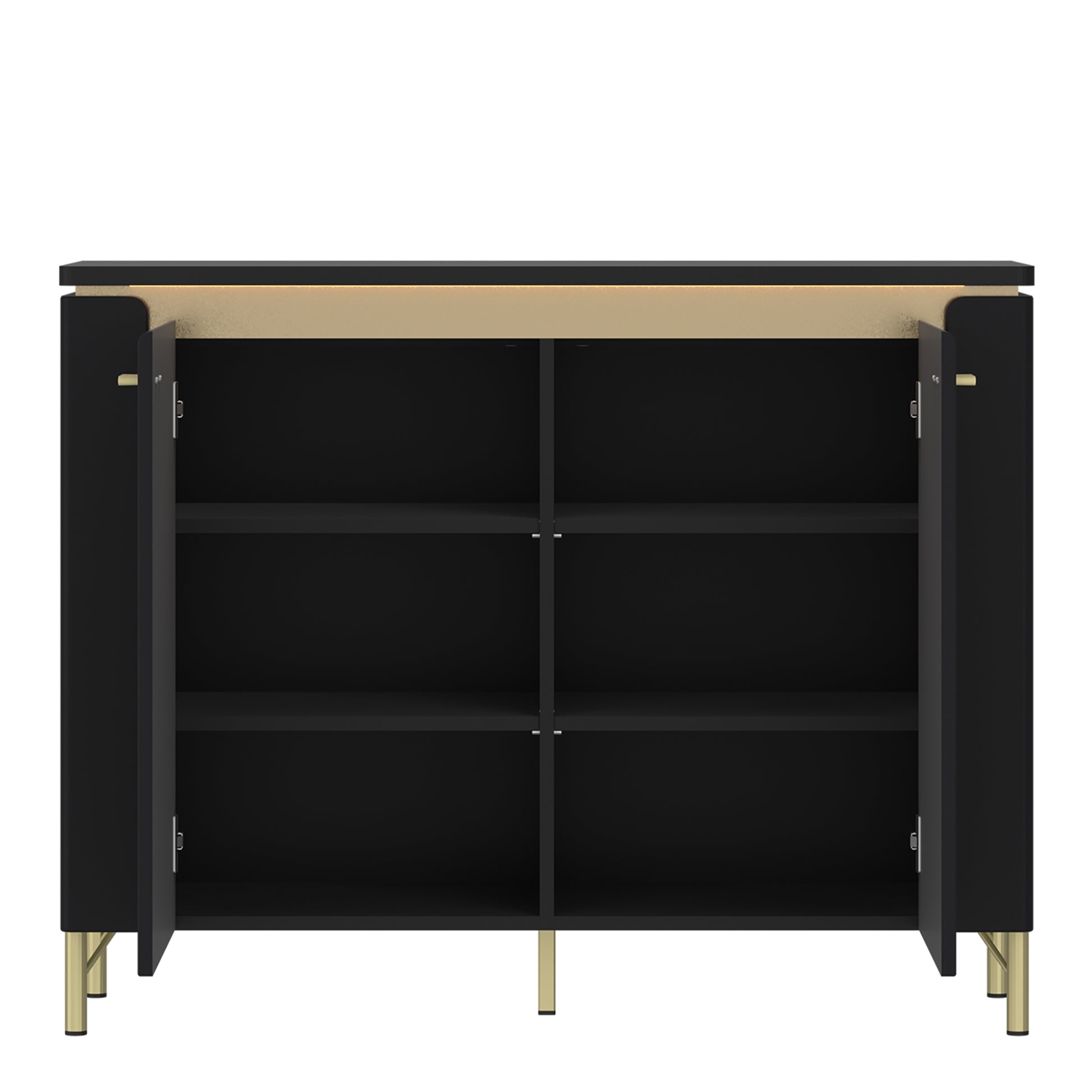 Genoa Sideboard 2 Door in Black Matt/Gold