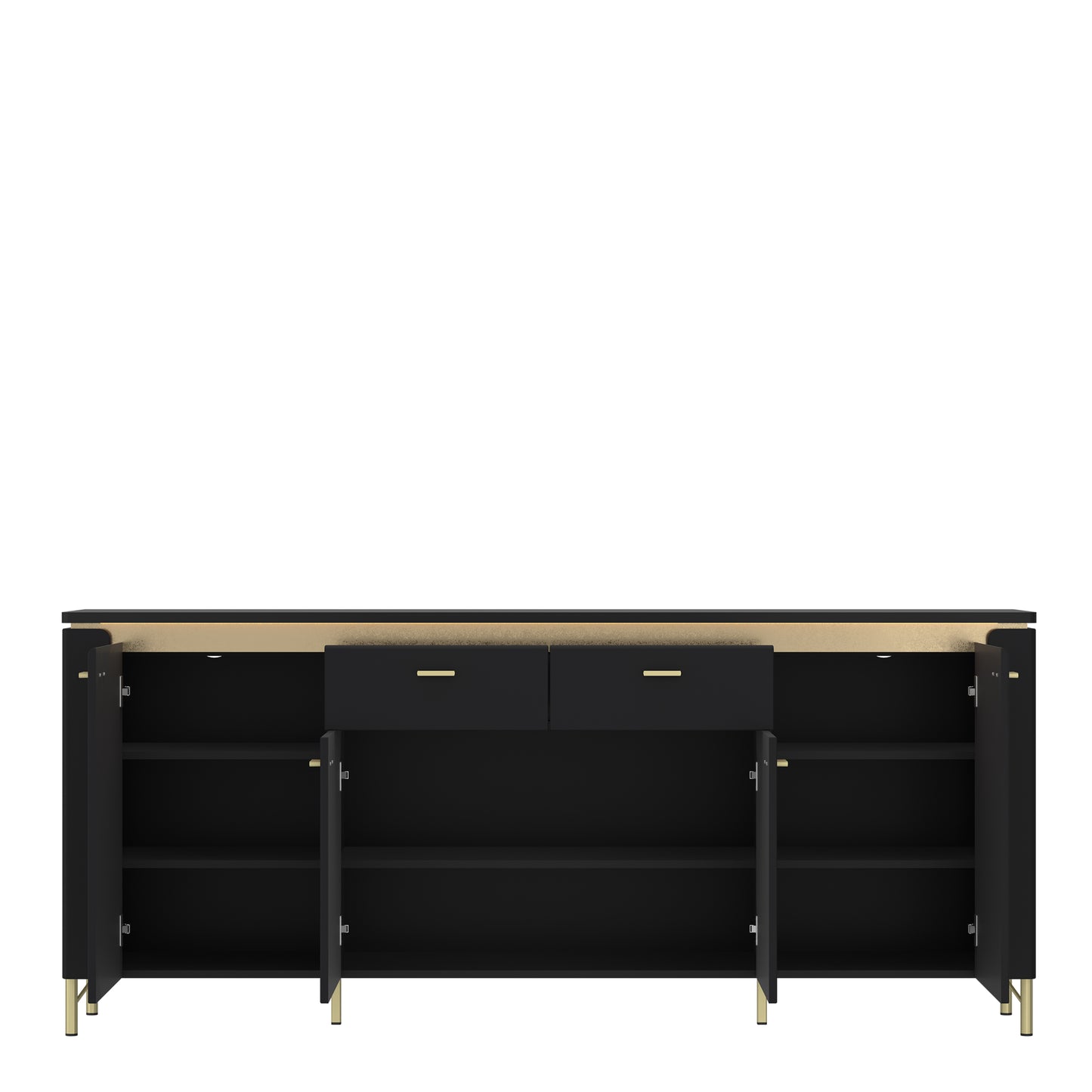 Genoa Sideboard 4 Door 2 Drawer in Black Matt/Gold