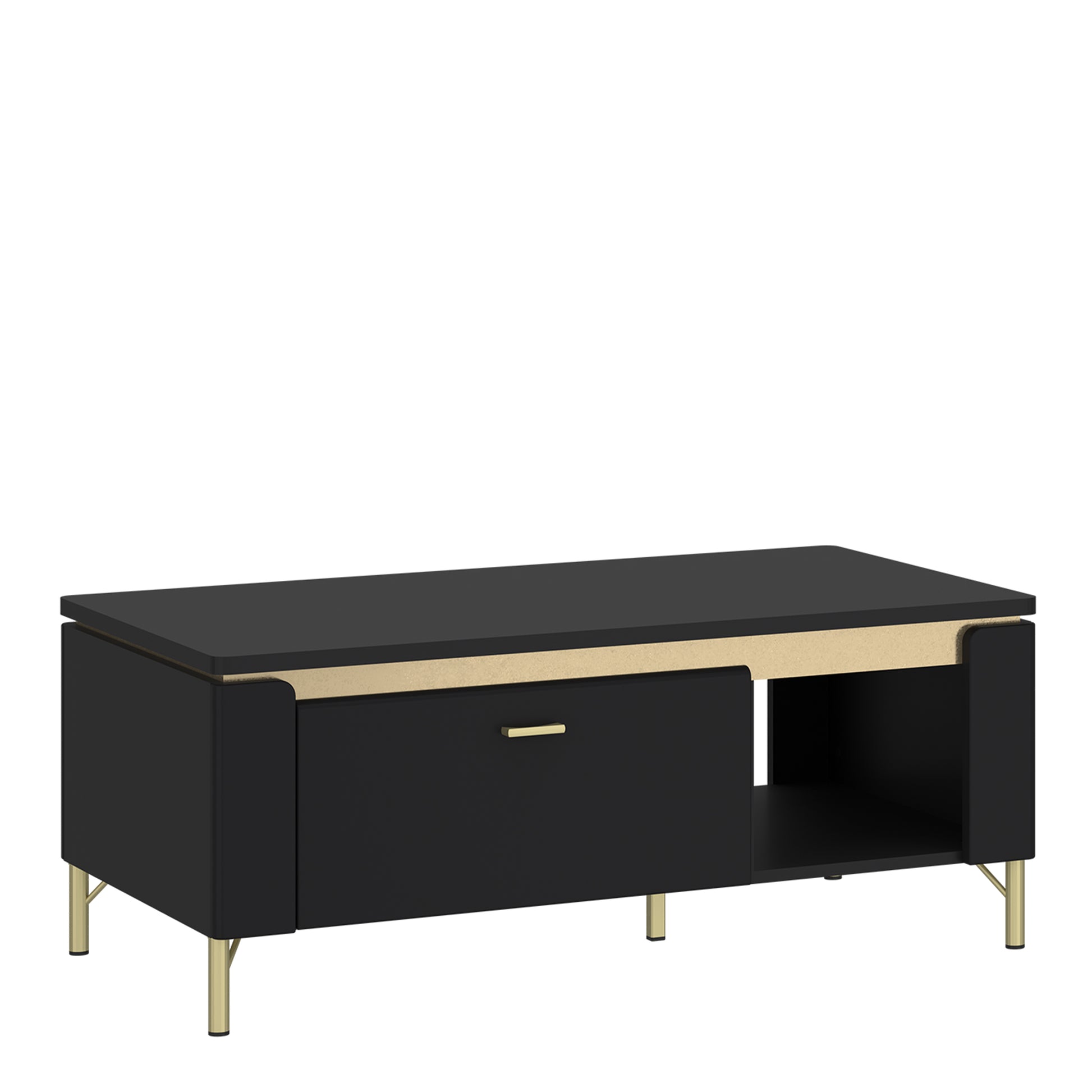 Genoa Coffee Table 1 Drawer in Black Matt/Gold