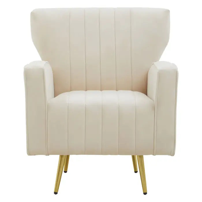 HAYLEY NATURAL VELVET ARMCHAIR by Fifty Five South