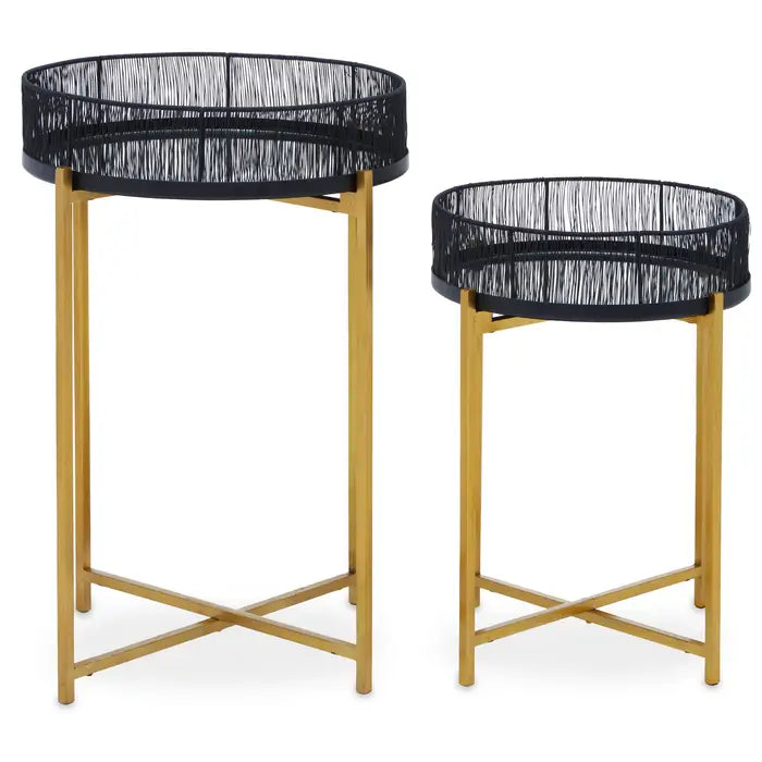 Enzo Set Of Two Black Wire And Gold  Frame Tables