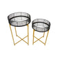 Enzo Set Of Two Black Wire And Gold  Frame Tables