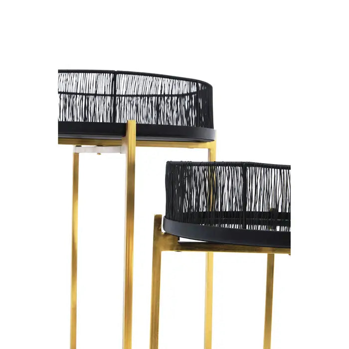 Enzo Set Of Two Black Wire And Gold  Frame Tables