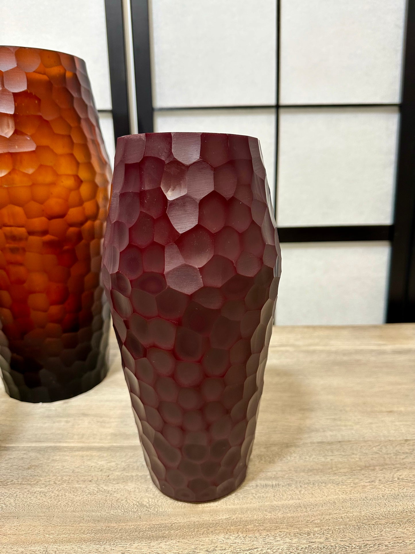 Cut Glass Vase, Burgundy