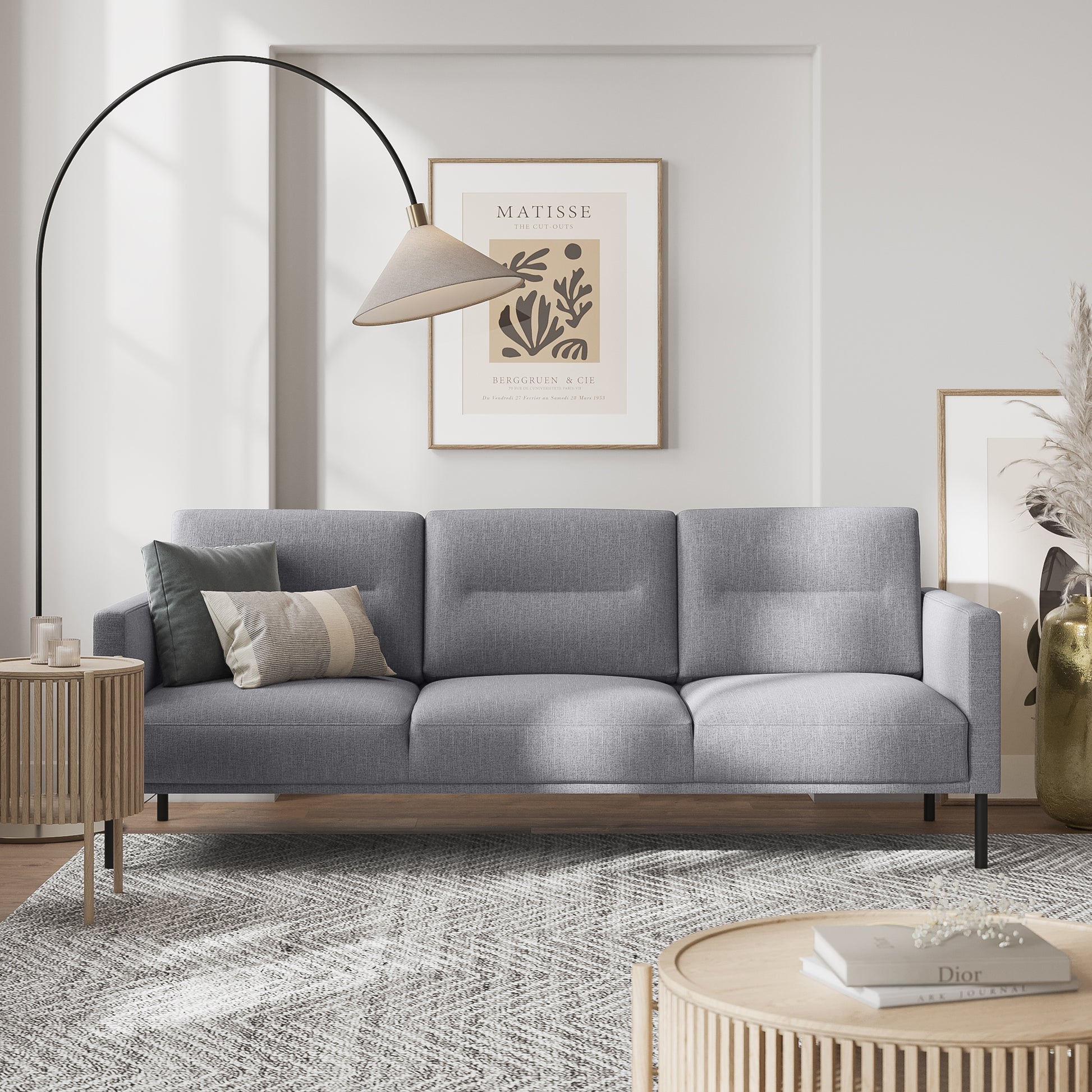 Larvik 3 Seater Sofa - Grey, Black Legs