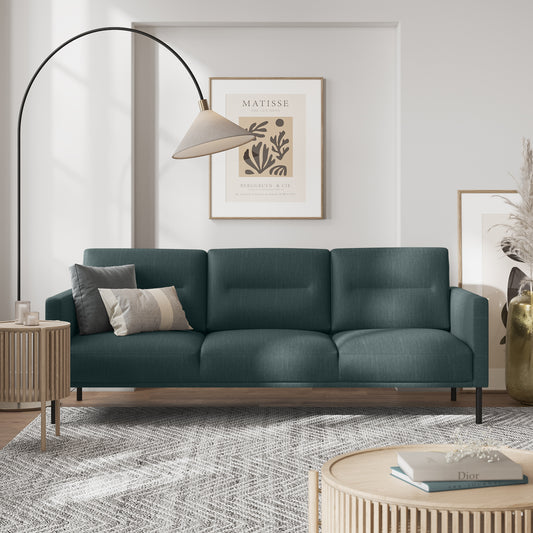 Larvik 3 Seater Sofa - Dark Green, Black Legs