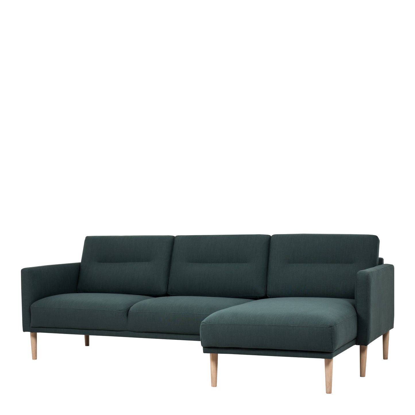 Larvik Chaiselongue Sofa (RH) - Dark Green, Oak Legs