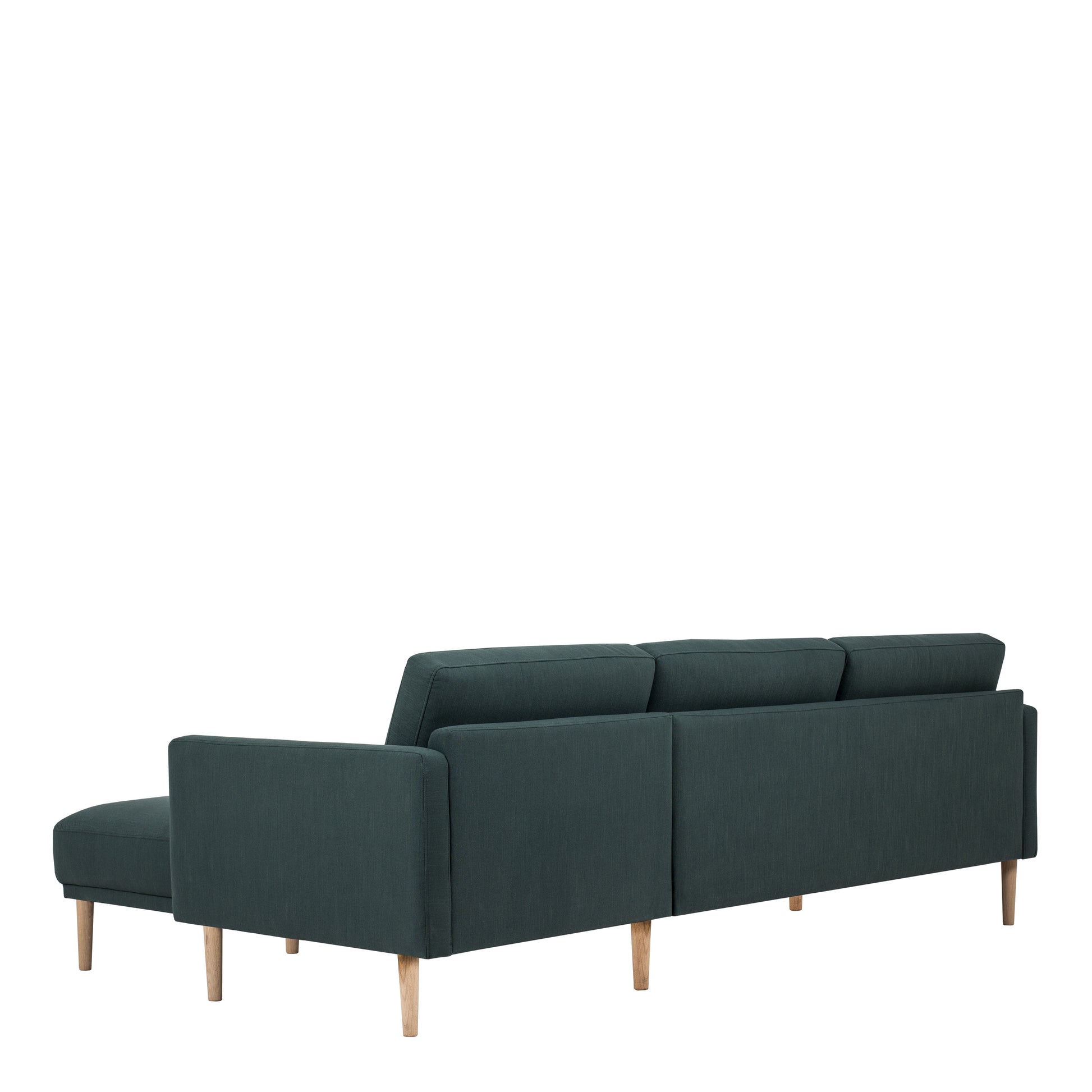 Larvik Chaiselongue Sofa (RH) - Dark Green, Oak Legs