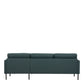 Larvik Chaiselongue Sofa (RH) - Dark Green, Black Legs