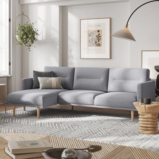 Larvik Chaiselongue Sofa  (LH) - Grey, Oak Legs