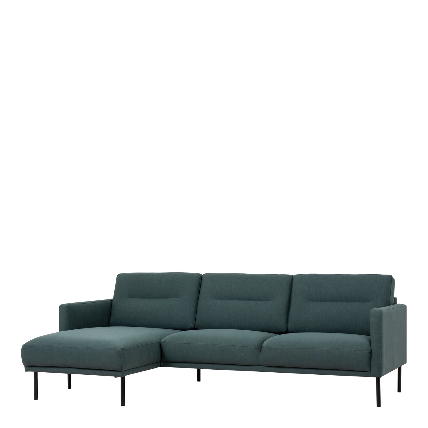 Larvik Chaiselongue Sofa (LH) - Dark Green, Black Legs