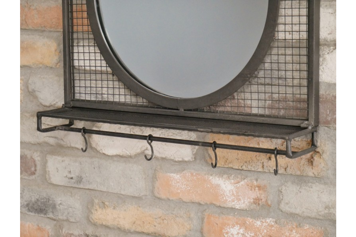 Industrial Mirror with Shelf with hooks