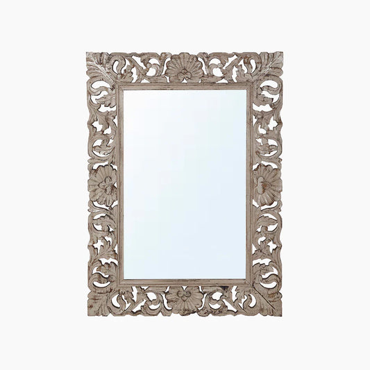 Aza Carved Mango Wood Mirror, 120 x 90cm