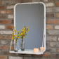 Distressed White Wall Mirror With Hanging Shelf