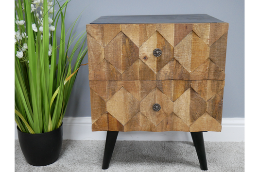 Iron & Mango Wood Industrial Style Bedside Cabinet