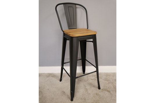 Black Metal Industrial Bar Stool