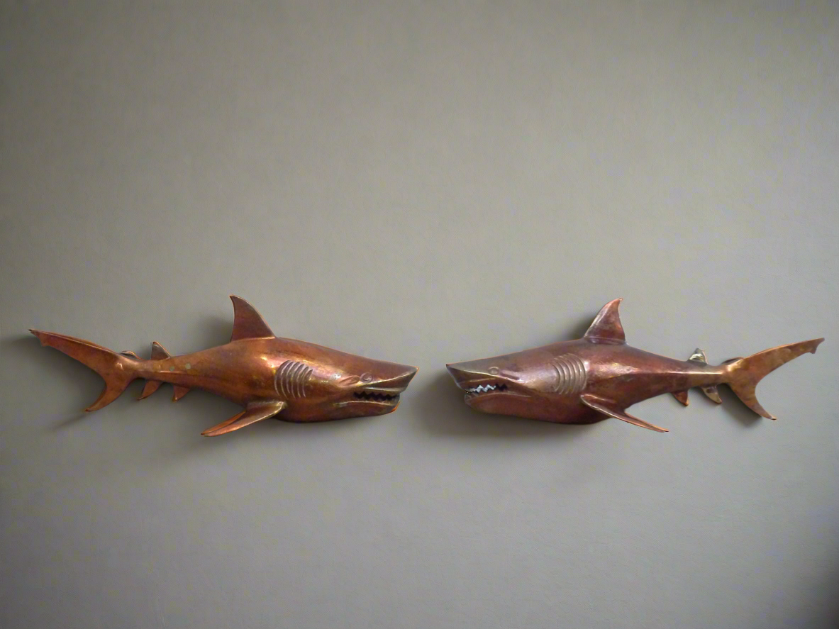 Pair of Wall Sharks- Raw Copper