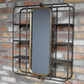 Brass/Gold Wall Unit With Mirror and Shelves