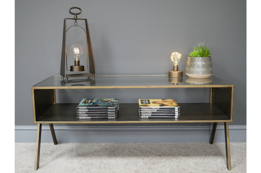 Industrial Metal & Glass Coffee Table