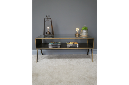 Industrial Metal & Glass Coffee Table