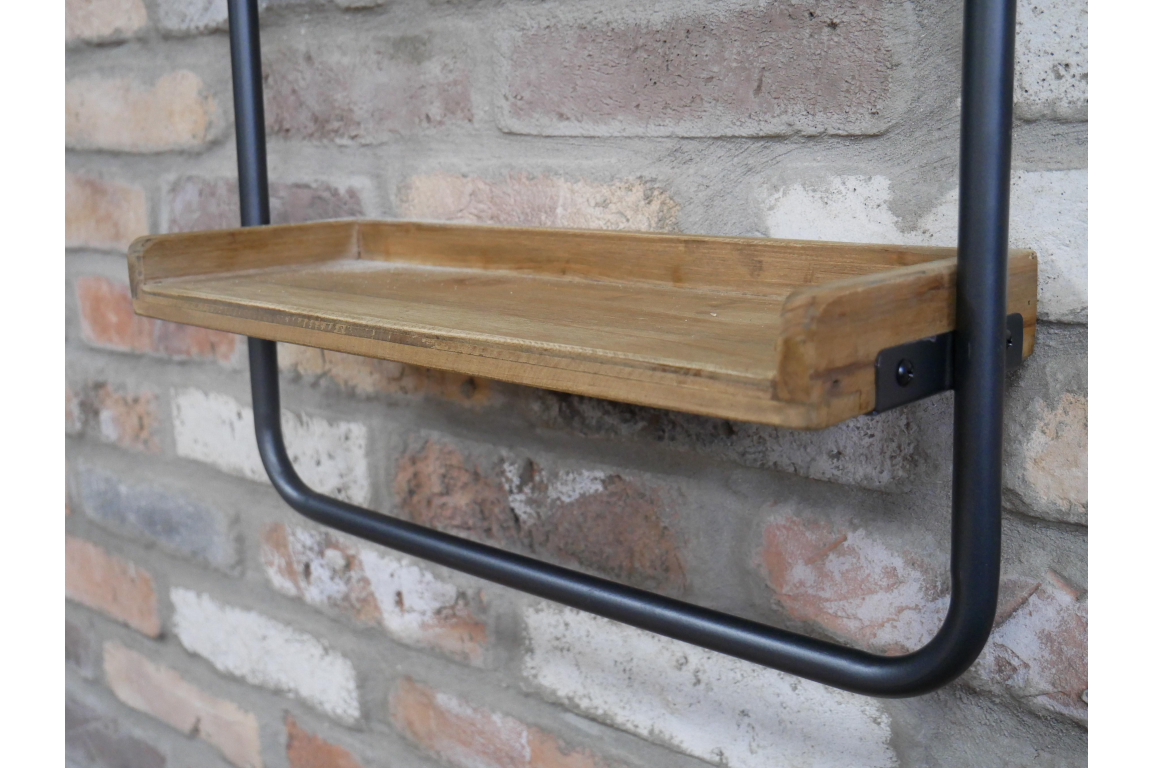 Wooden Shelf Industrial Wall Mirror