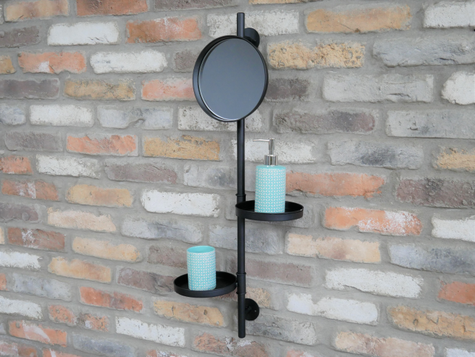 Wall Mounted Utility Mirror with two shelves