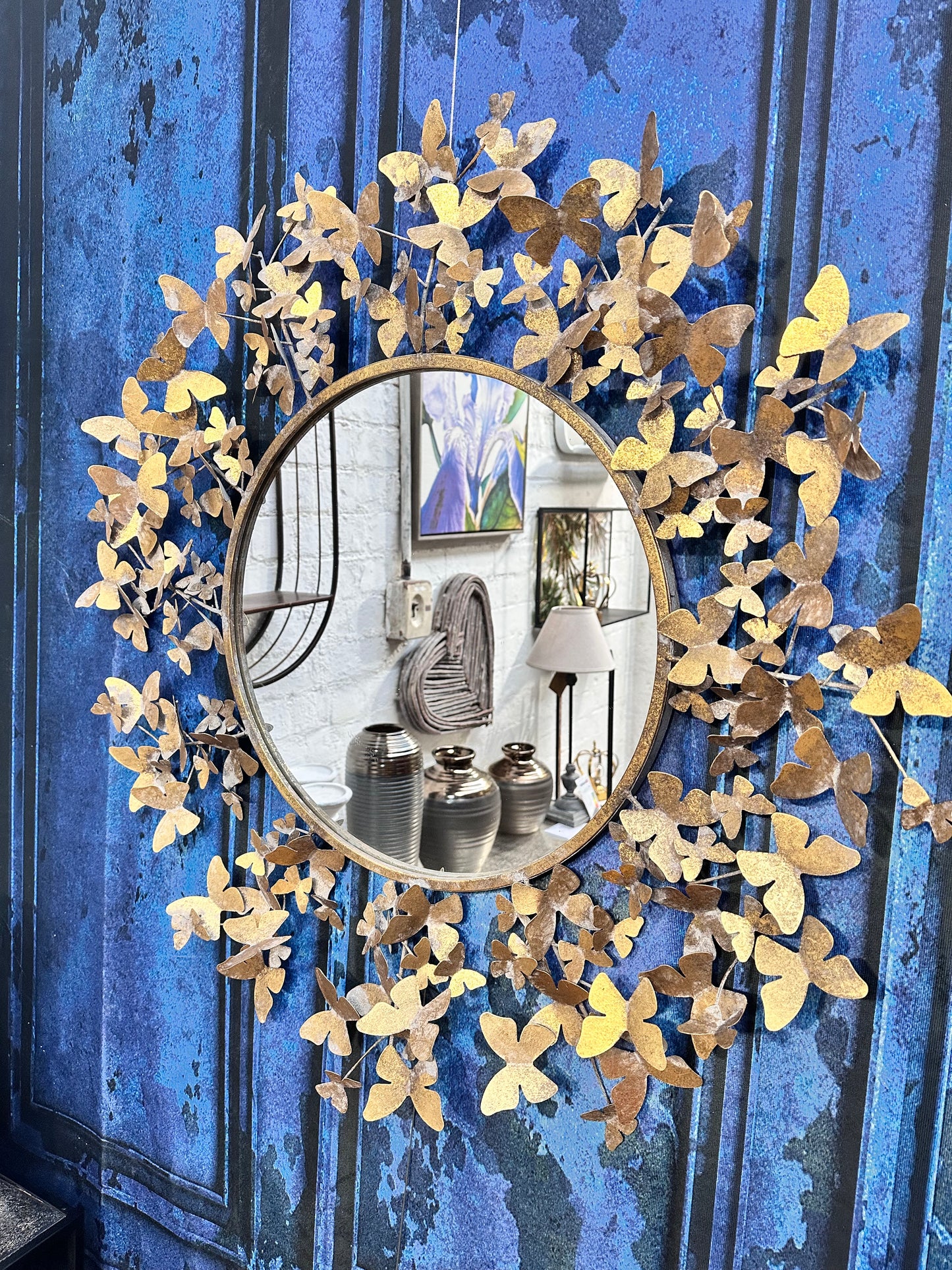 Antique Brass Butterfly Mirror - Large