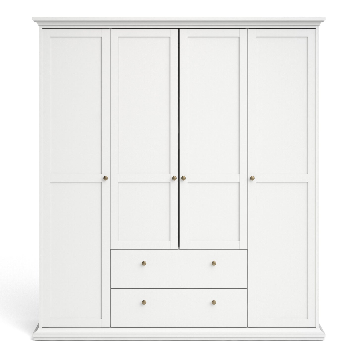 Paris Wardrobe with 4 Doors and 2 Drawers in White