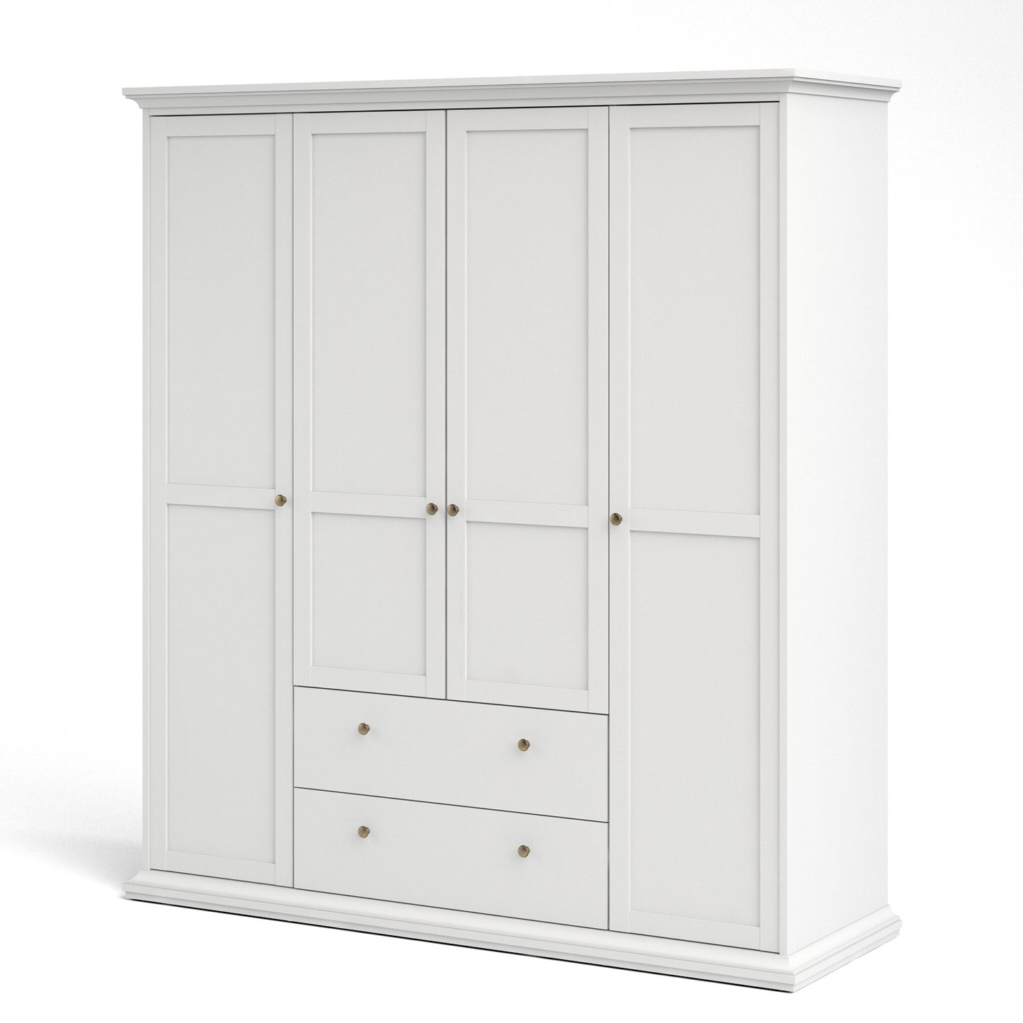 Paris Wardrobe with 4 Doors and 2 Drawers in White