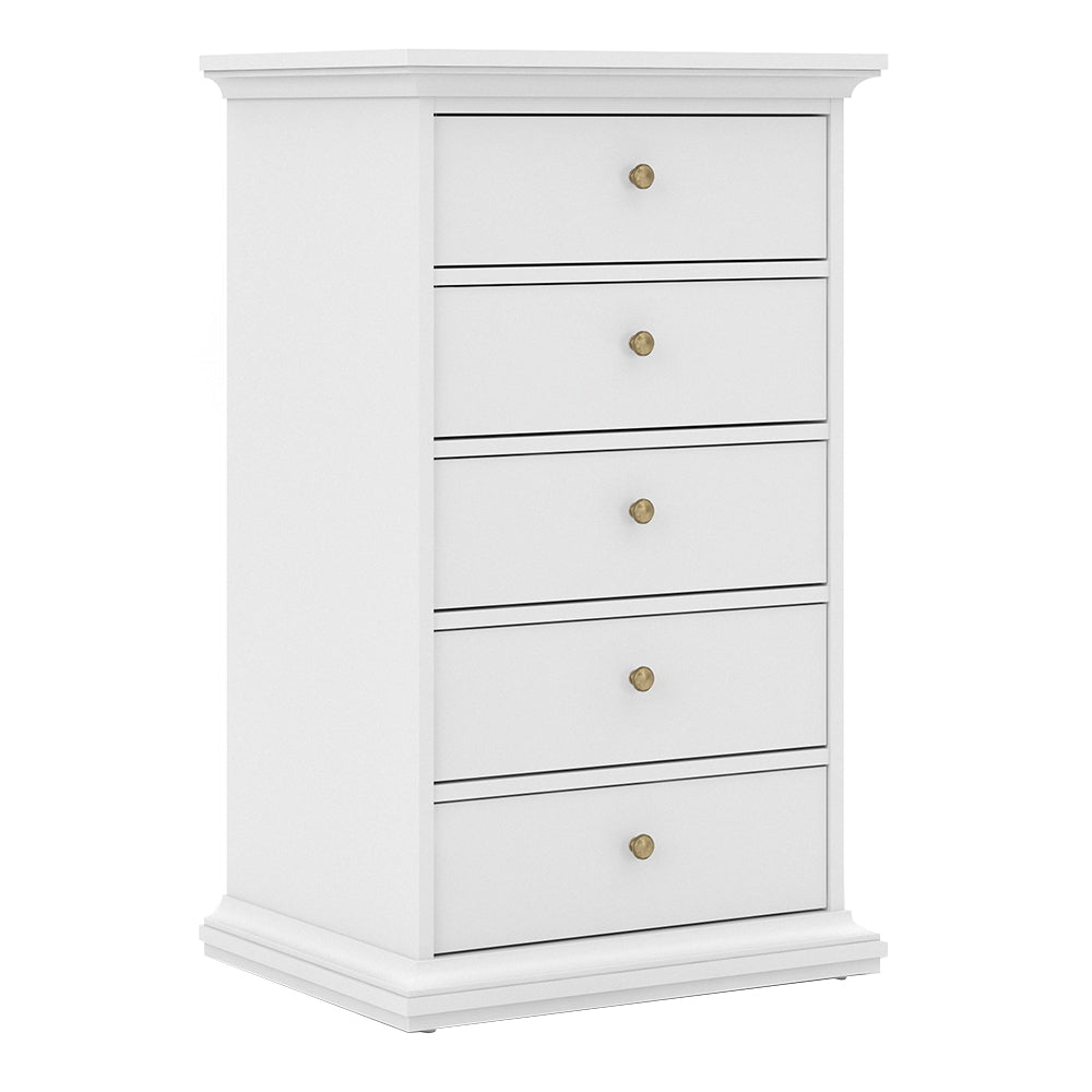 Paris Chest 5 Drawers in White