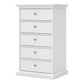 Paris Chest 5 Drawers in White