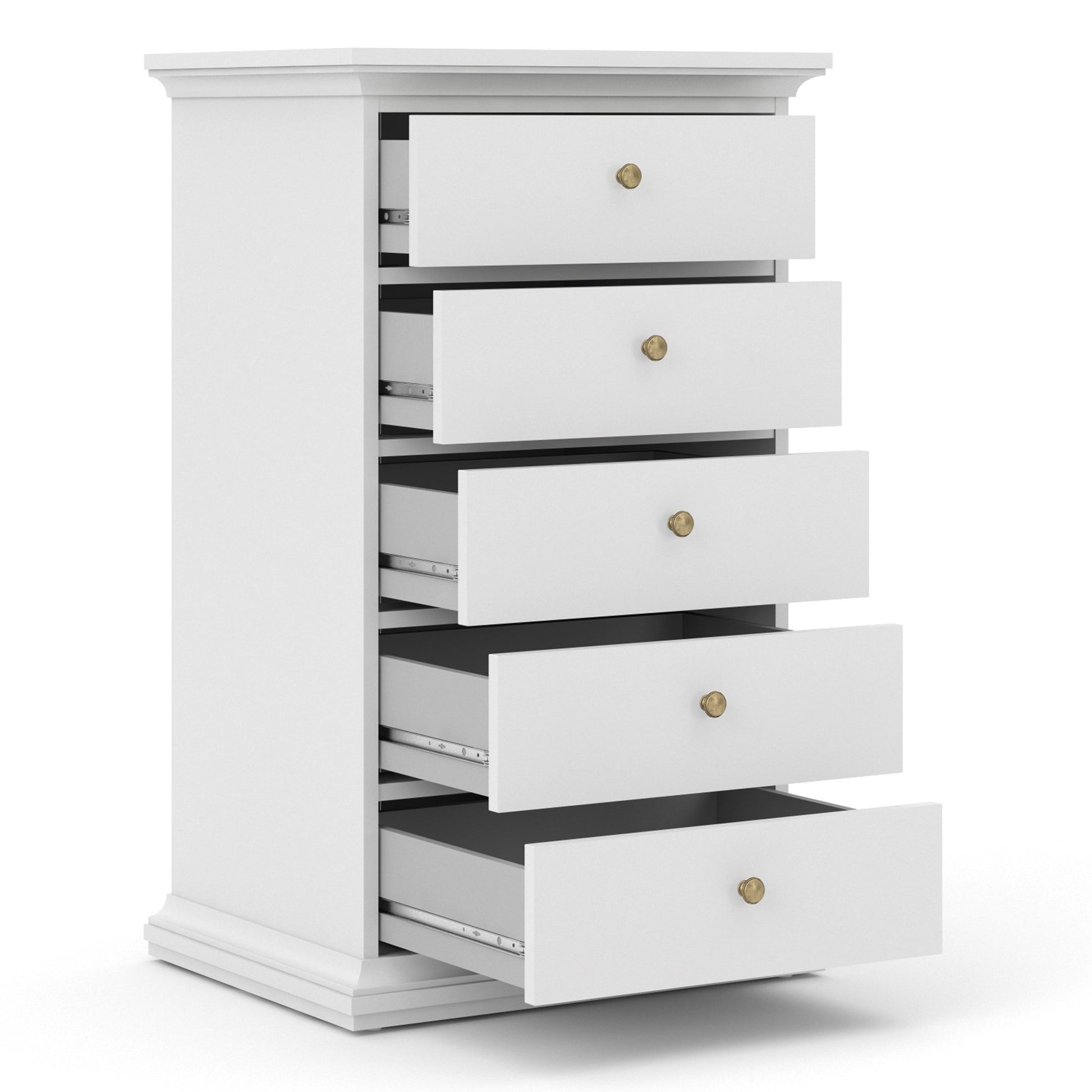 Paris Chest 5 Drawers in White