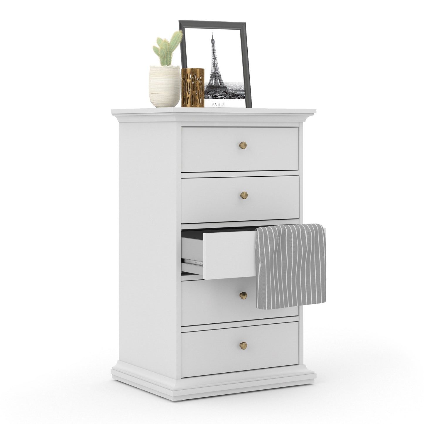 Paris Chest 5 Drawers in White