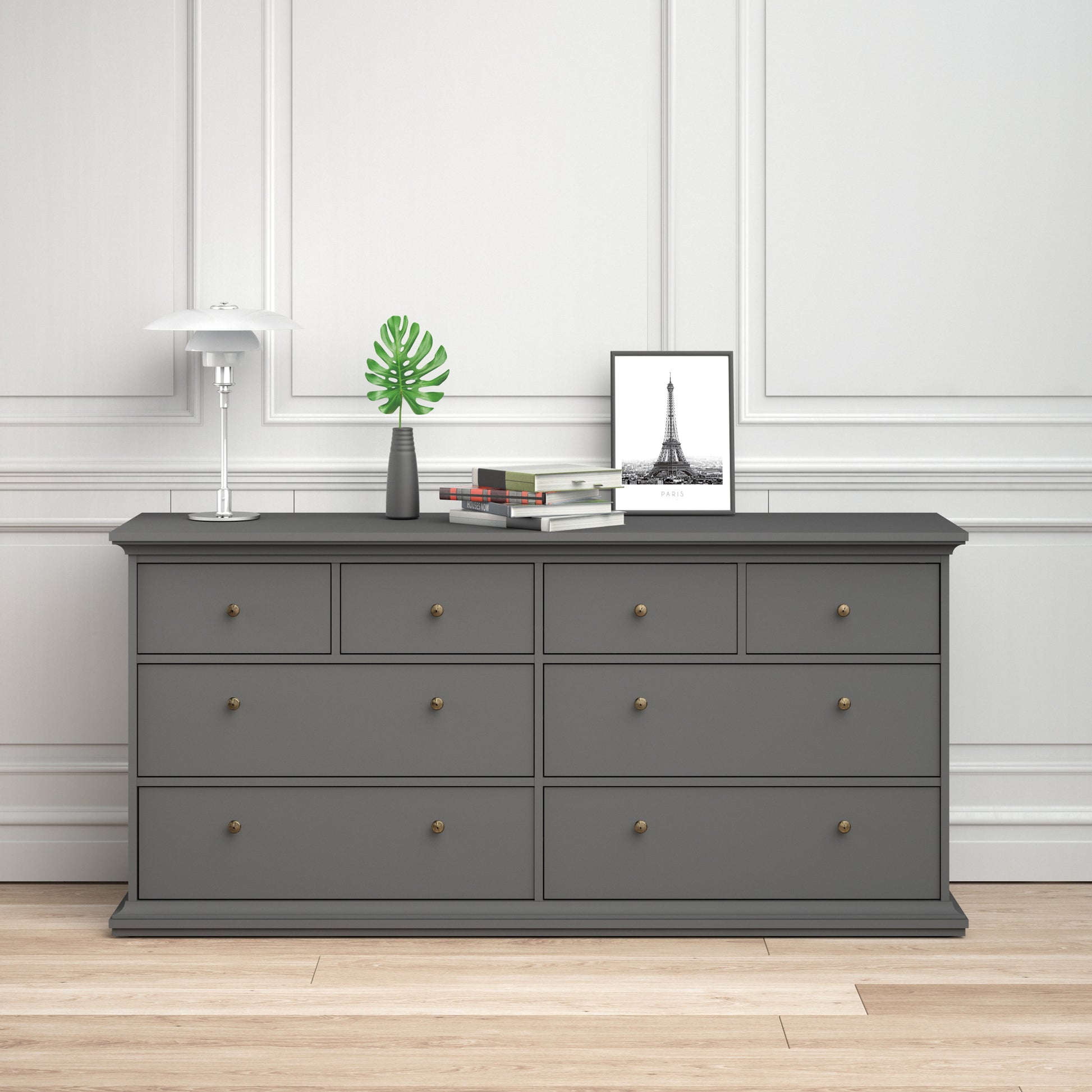 Paris Chest of 8 Drawers in Matt Grey