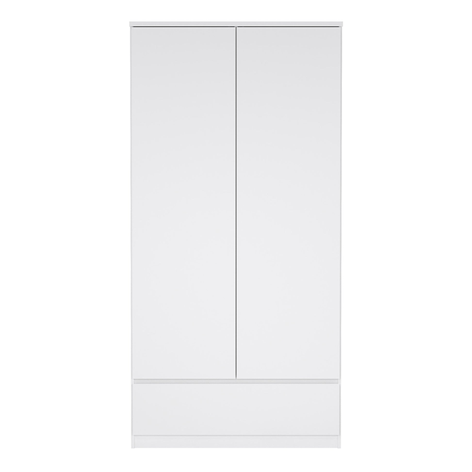 Naia Wardrobe with 2 Doors 1 Drawer in White High Gloss