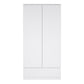 Naia Wardrobe with 2 Doors 1 Drawer in White High Gloss