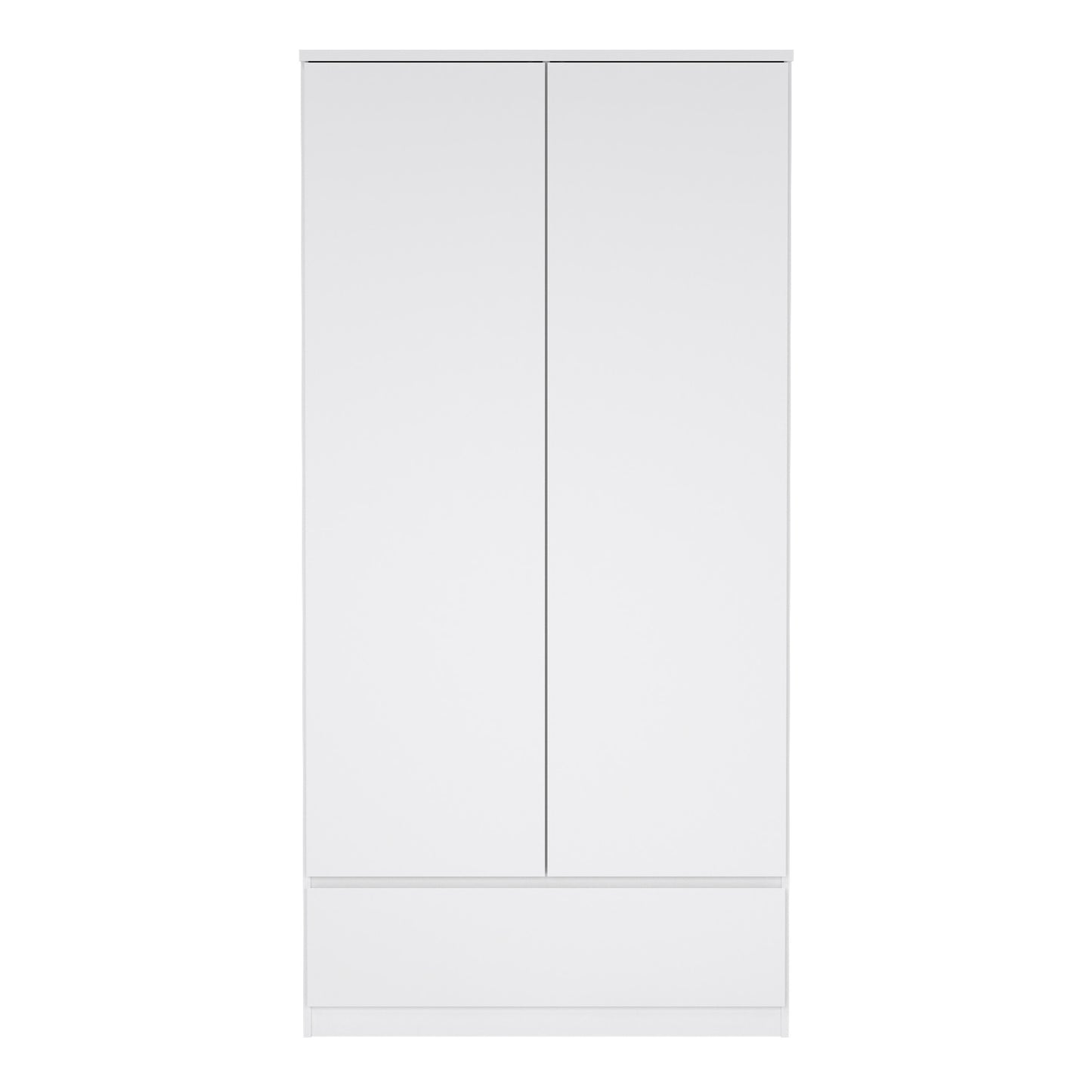 Naia Wardrobe with 2 Doors 1 Drawer in White High Gloss