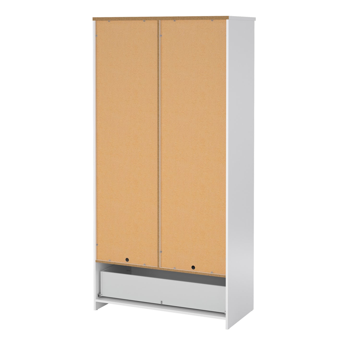 Naia Wardrobe with 2 Doors 1 Drawer in White High Gloss