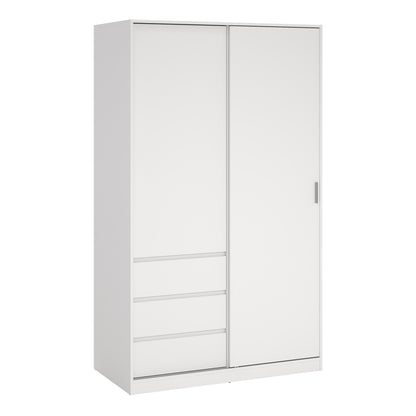 Naia Wardrobe with 1 Sliding Door and 1 Door + 3 Drawers in White