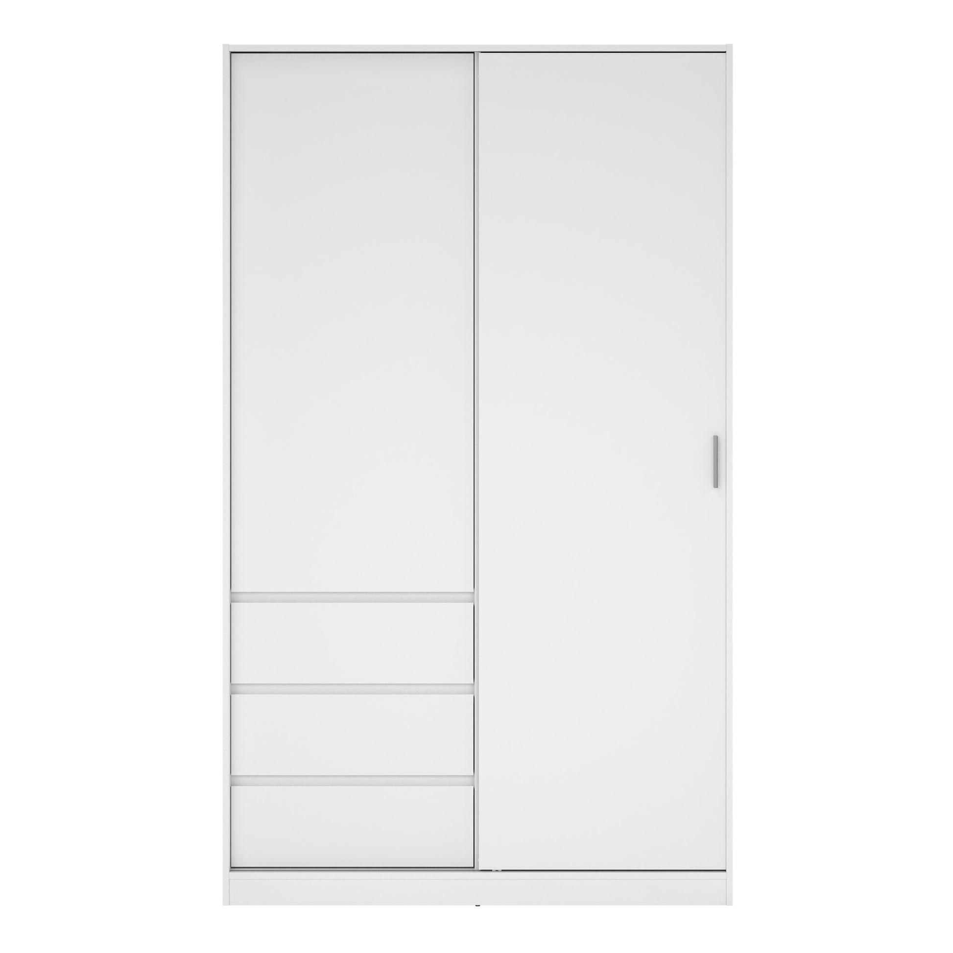 Naia Wardrobe with 1 Sliding Door and 1 Door + 3 Drawers in White