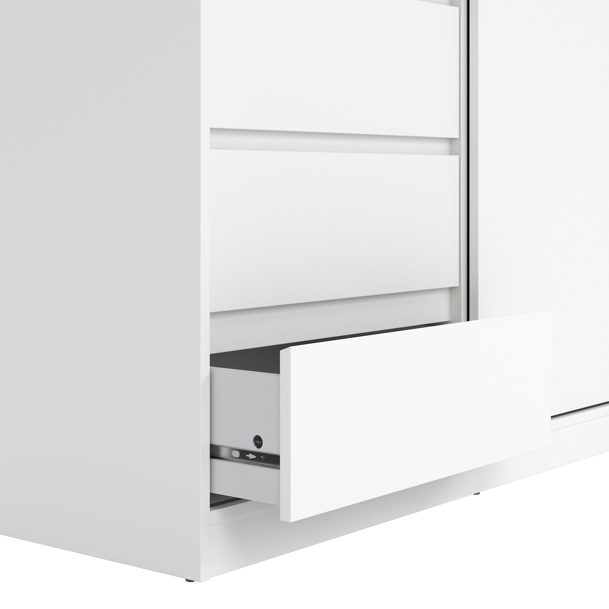 Naia Wardrobe with 1 Sliding Door and 1 Door + 3 Drawers in White