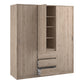 Naia Wardrobe with 2 Sliding Doors 1 Door 3 Drawers in Jackson Hickory Oak