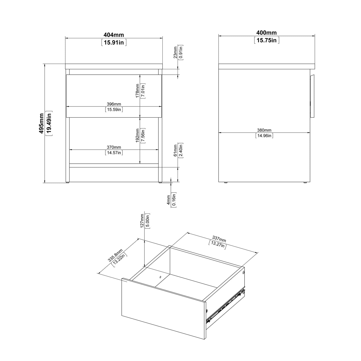 Naia Bedside 1 Drawer 1 Shelf in Jackson Hickory Oak