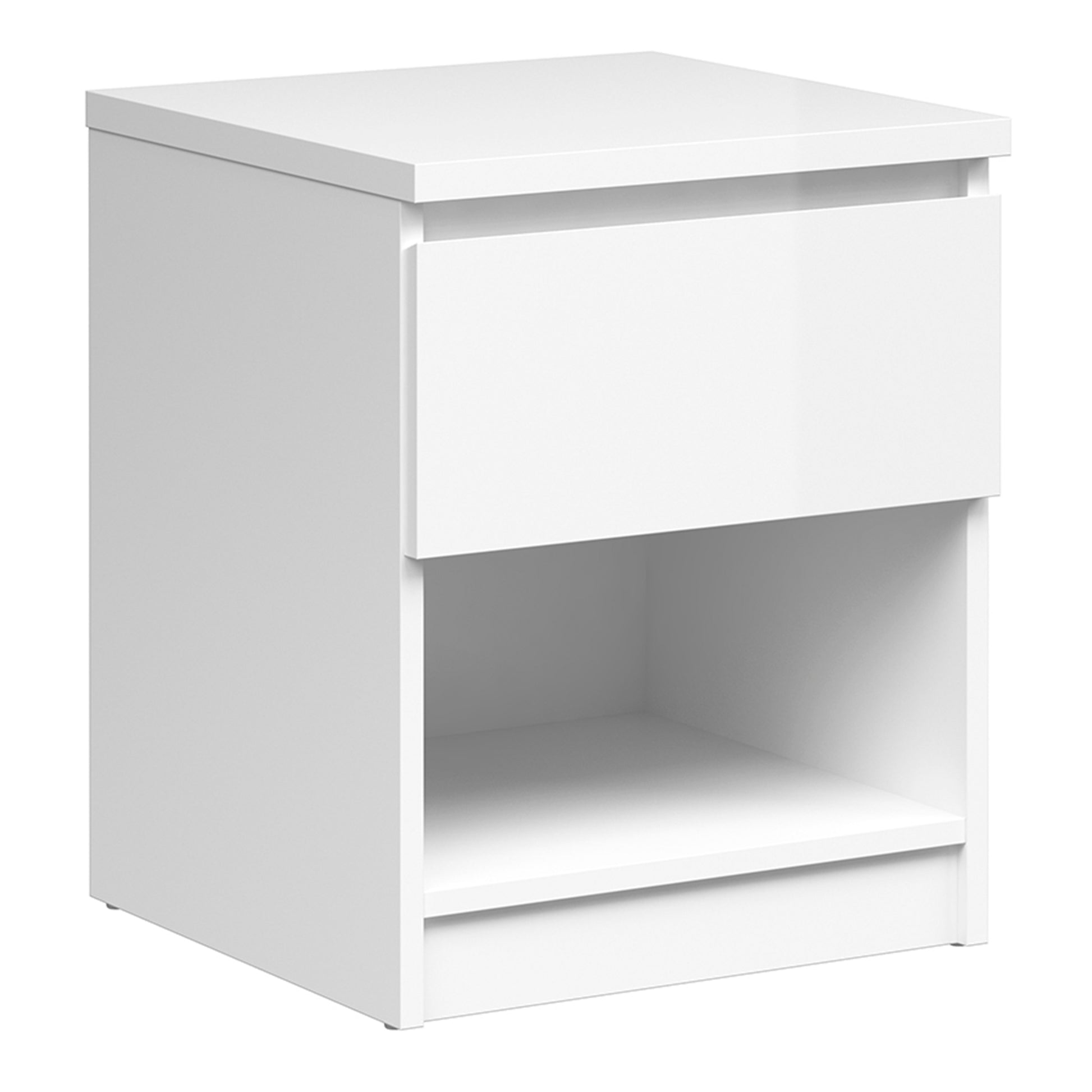 Naia Bedside 1 Drawer 1 Shelf in White High Gloss