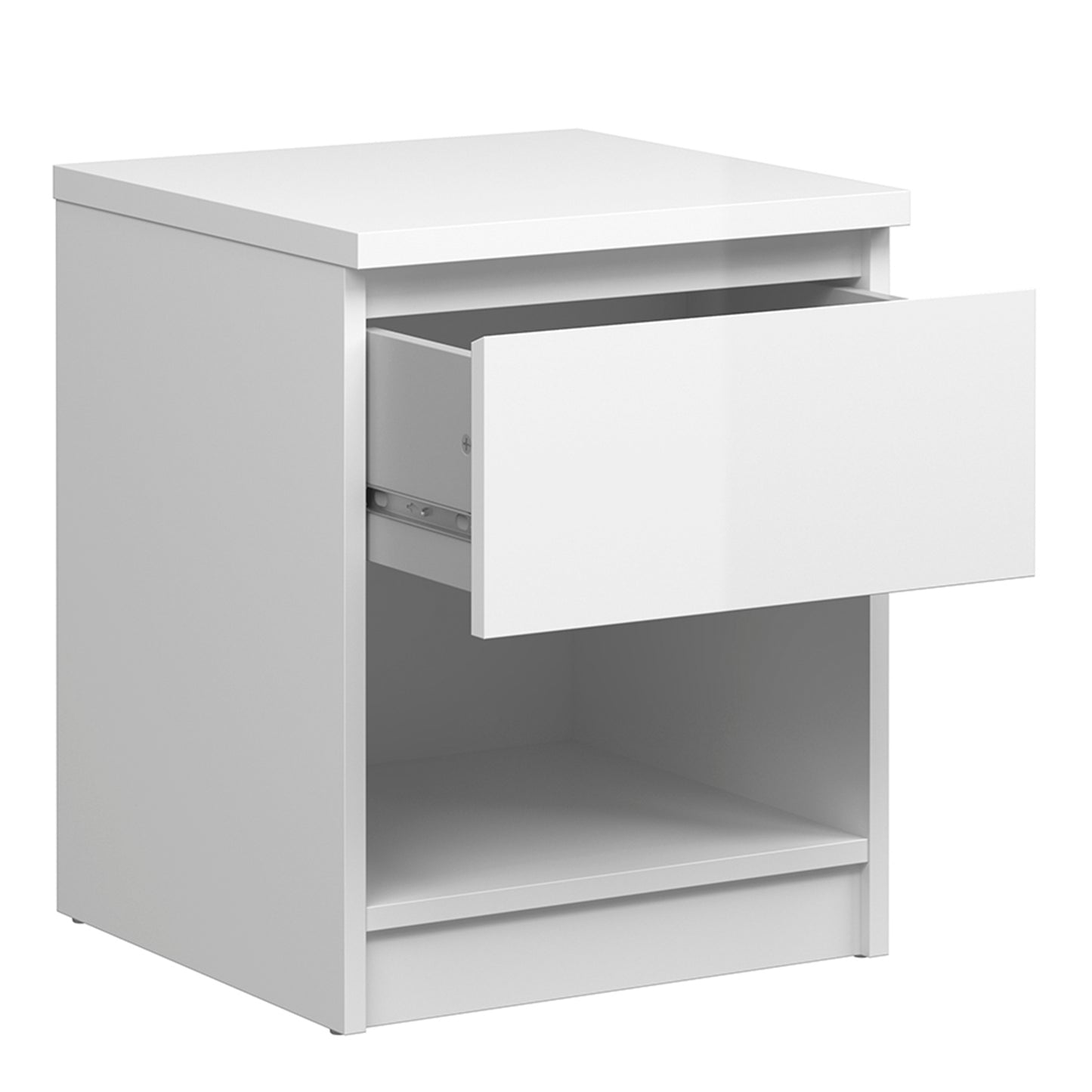 Naia Bedside 1 Drawer 1 Shelf in White High Gloss