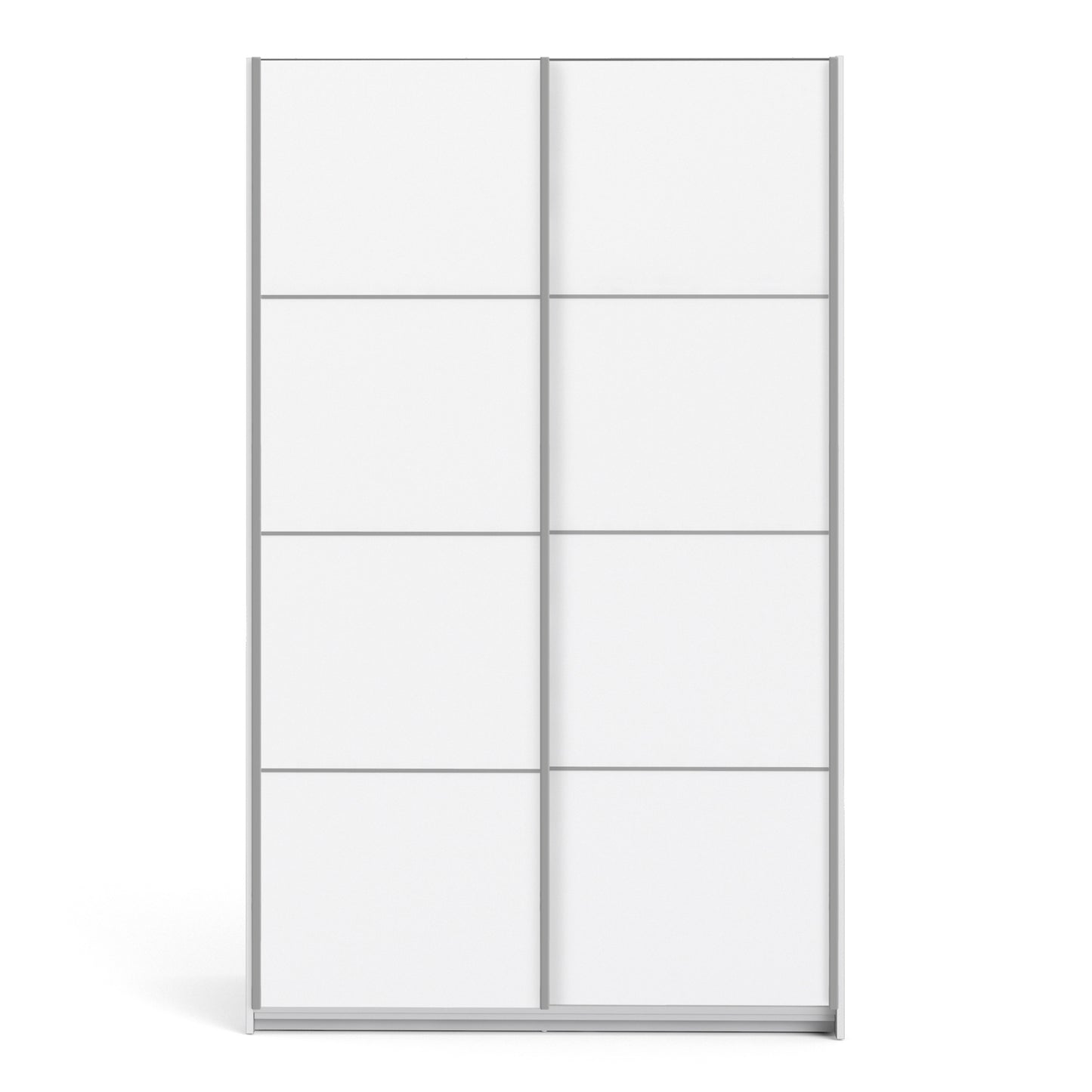 Verona Sliding Wardrobe 120cm in White with White Doors with 2 Shelves