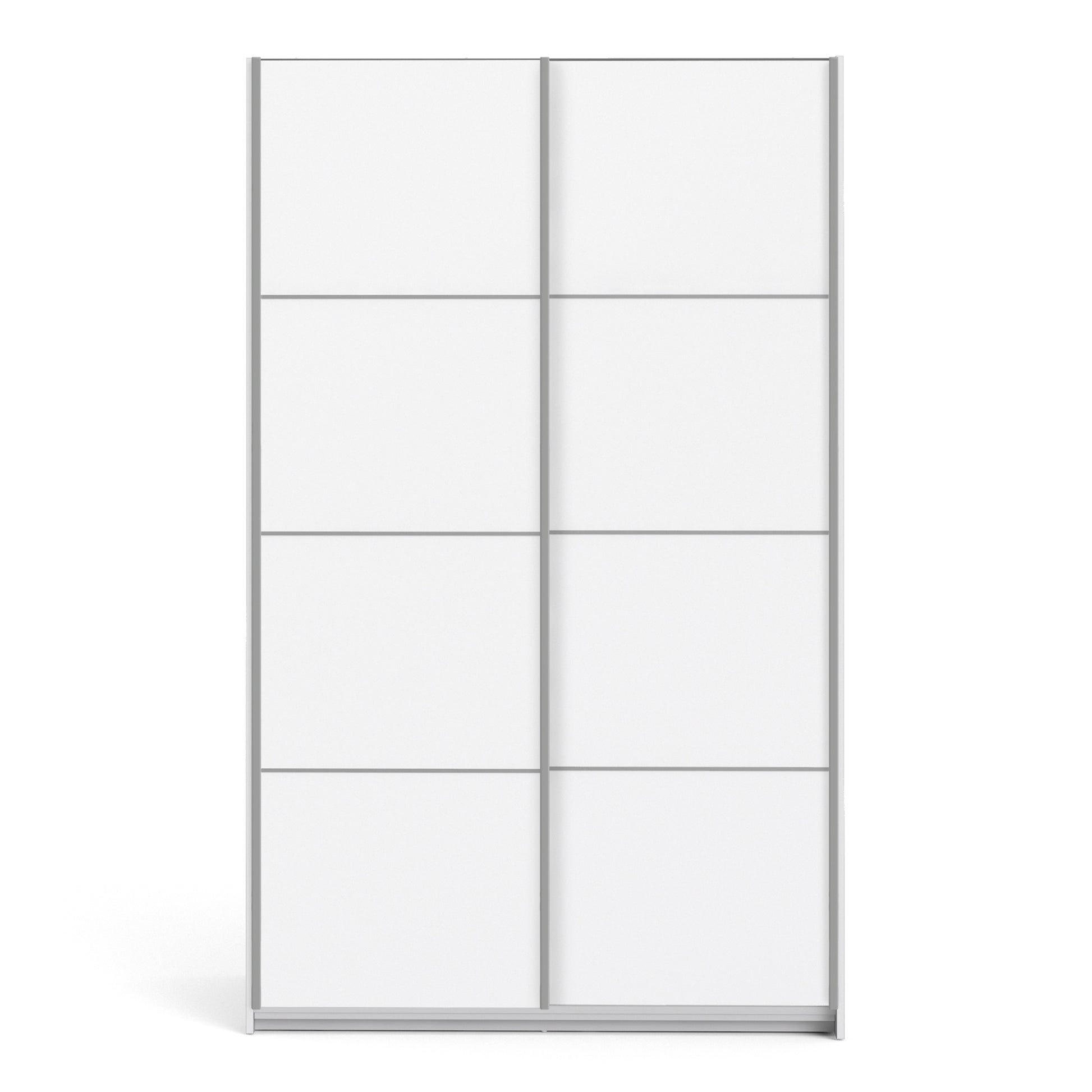 Verona Sliding Wardrobe 120cm in White with White Doors with 2 Shelves