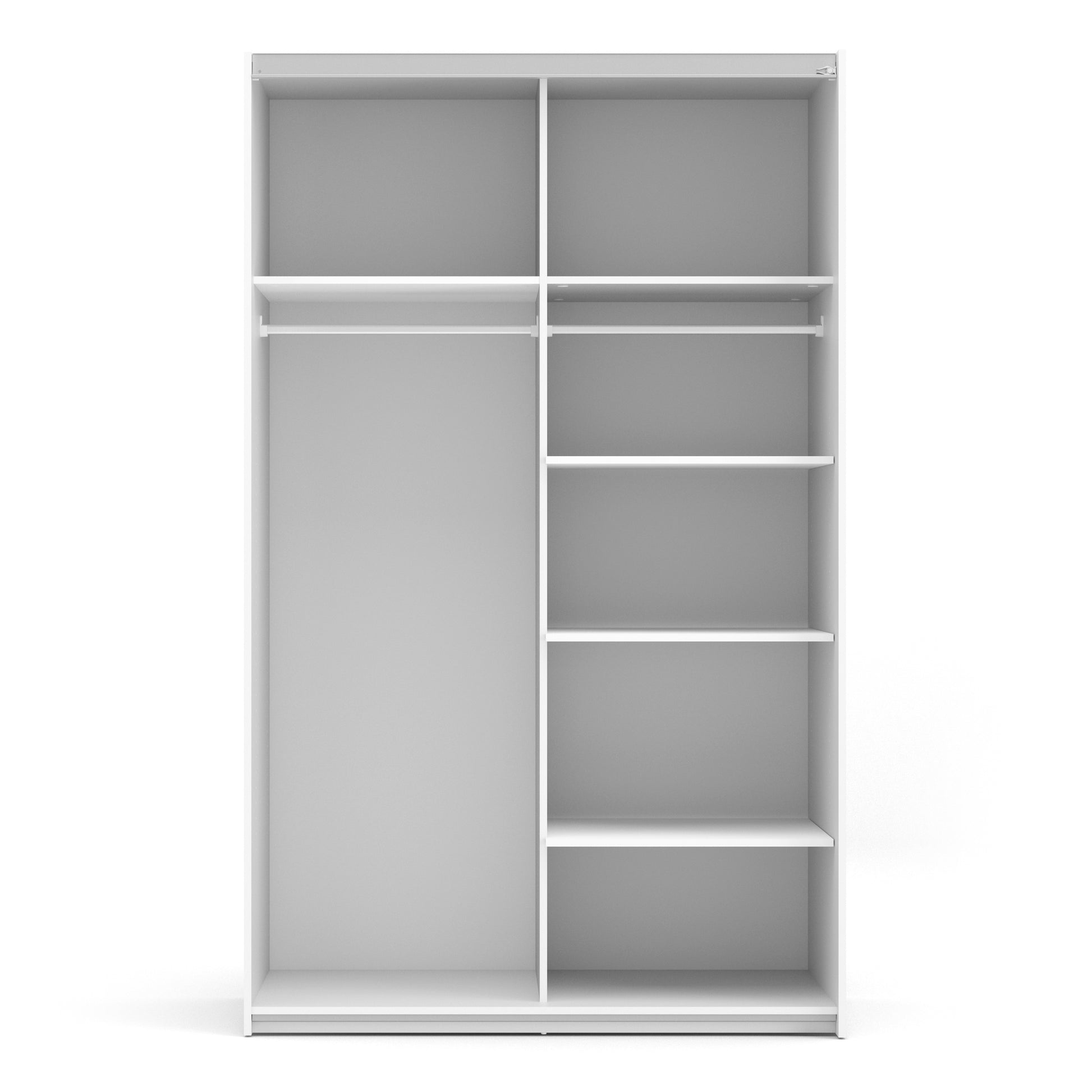 Verona Sliding Wardrobe 120cm in White with White Doors with 5 Shelves